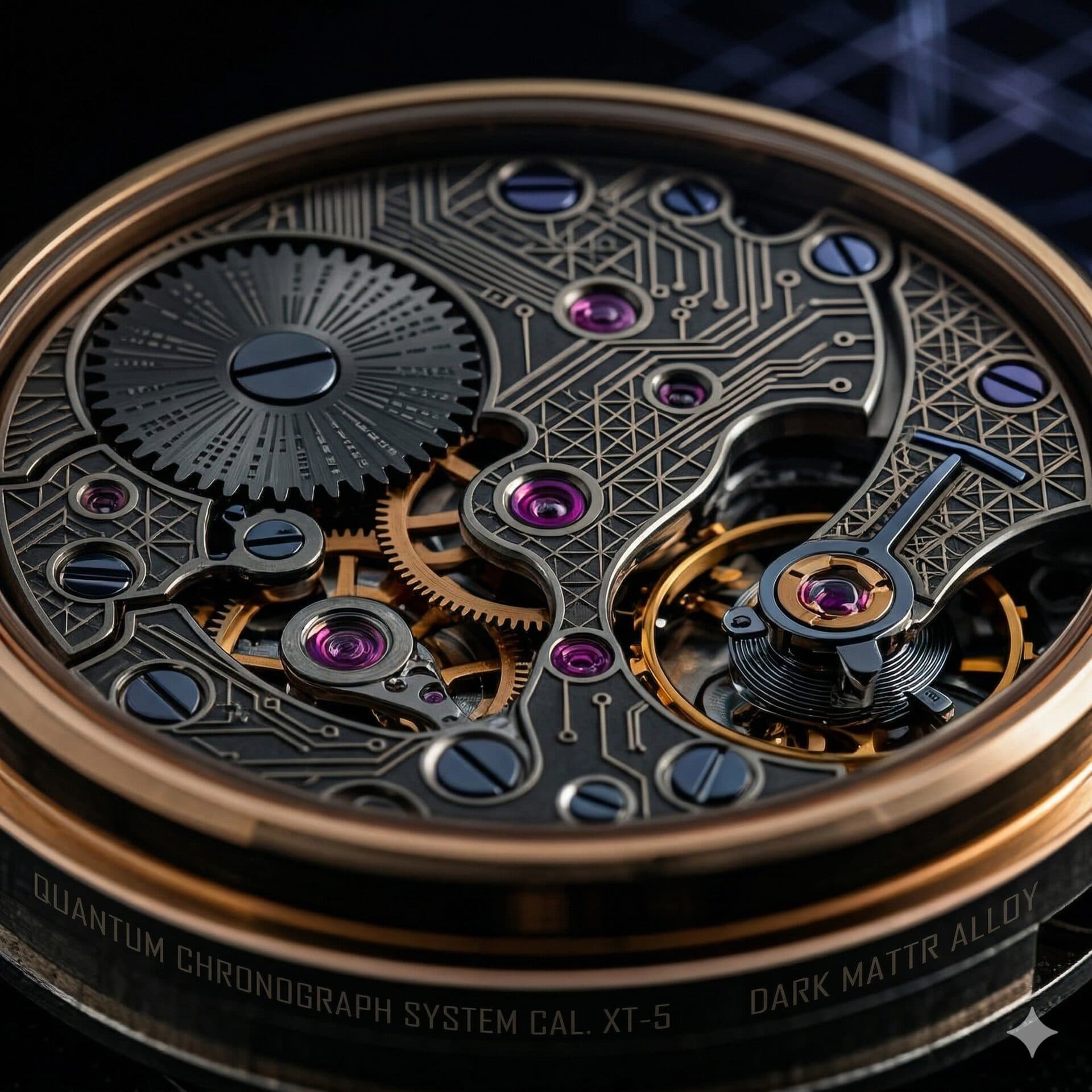 Luxury mechanical watch movement macro
